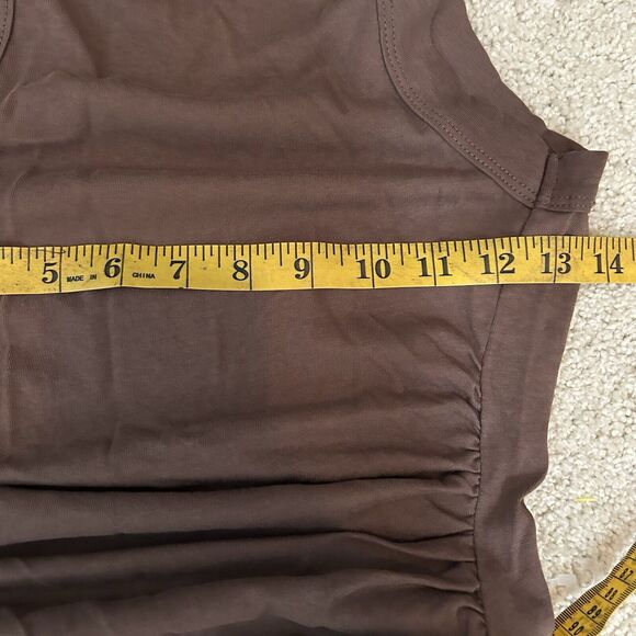Mod Ref Gina Dress High Neck Midi Ruching Brown Size Small S - Picture 7 of 9